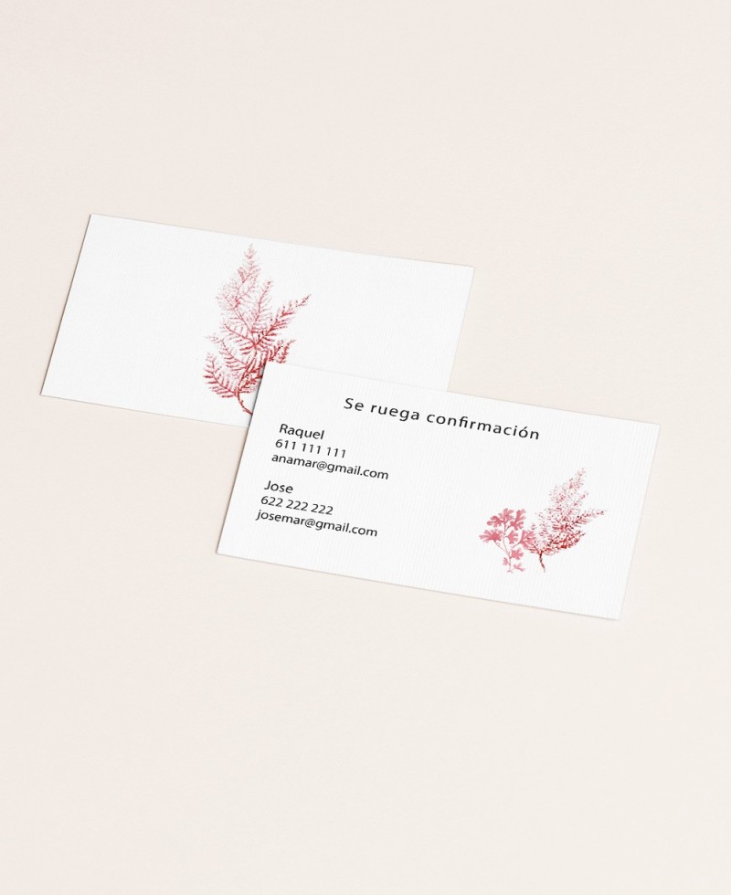 Confirmation de la carte de participation pour les mariages sur le récif