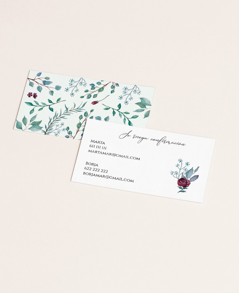 Carte RSVP de mariage botanique