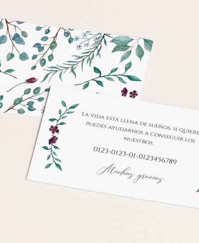 Stichworte: elegante Hochzeitslisten, Eukalyptus und Rosen