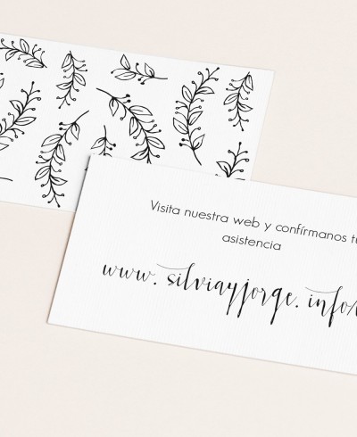 Minimalist Leaf Wedding Contact Web Cards