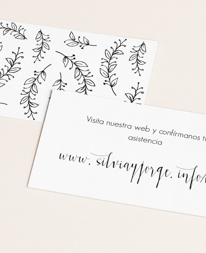 Minimalist Leaf Wedding Contact Web Cards
