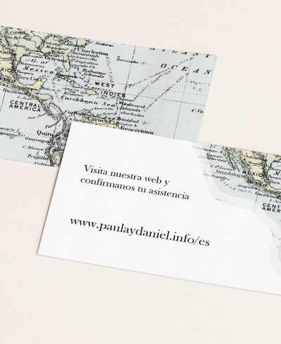 Cartões da web de contato para viagens de mapa do mundo de casamento