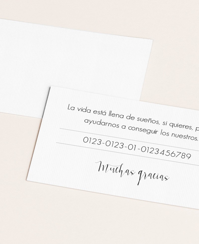 Carte con numero di conto di matrimonio in bianco e nero