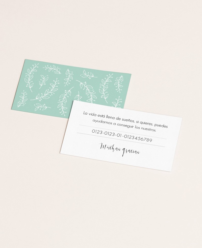 Wedding list card polaroid collection mint green