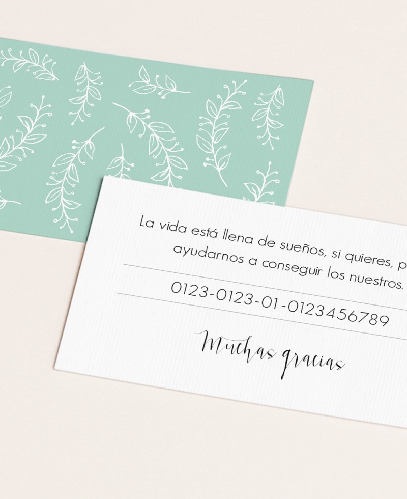 Boho style wedding account number card