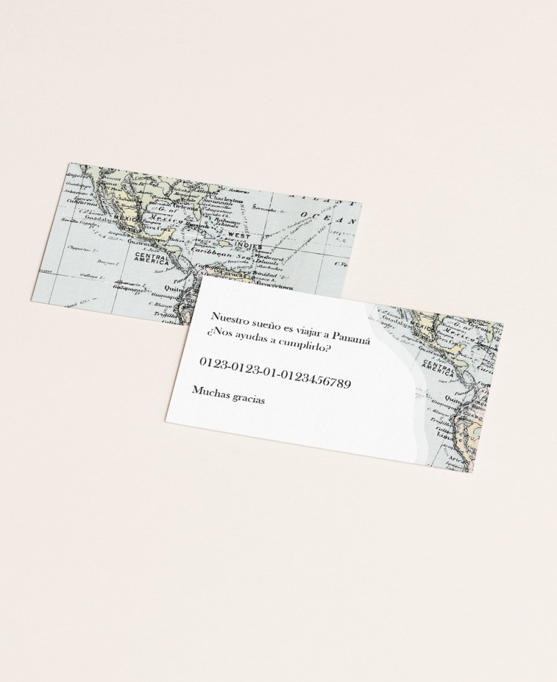Tarjeta lista de boda colección temática mapa