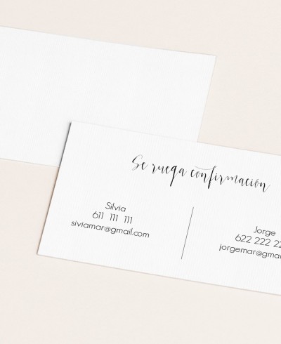 Carte de confirmation pour les mariages de style minimaliste
