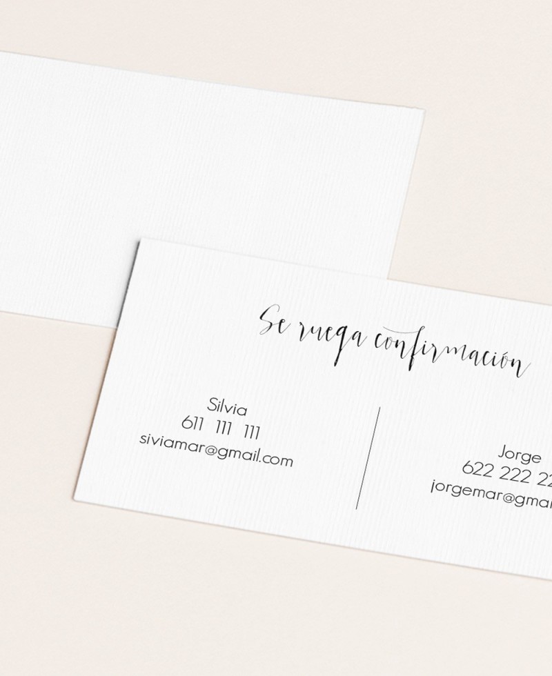 Cartolina di conferma per matrimoni in stile minimalista