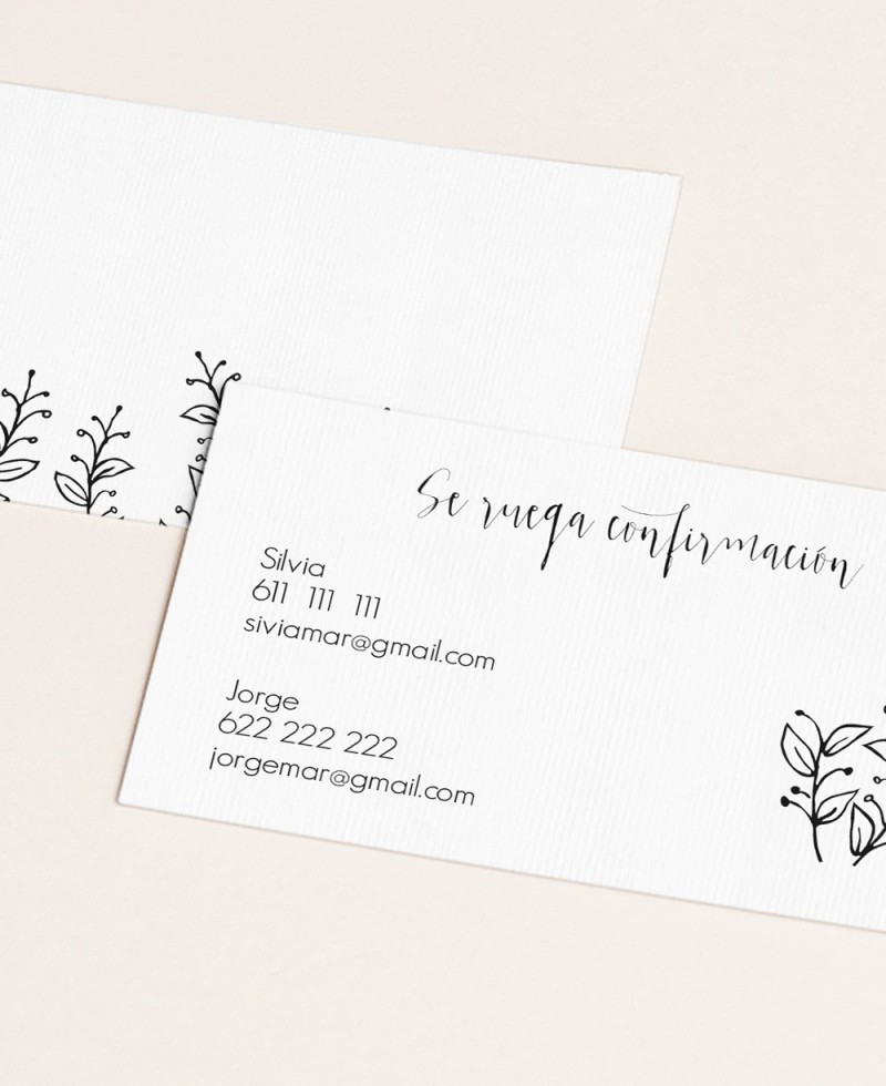 Cartes de confirmation pour les mariages minimalistes