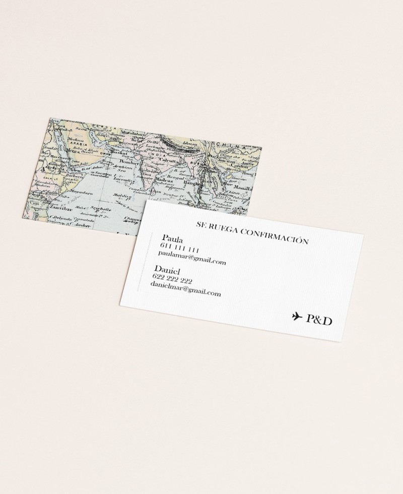 Mappa del mondo vintage Wedding RSVP Card