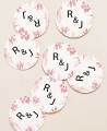 Round Wedding Detail Stickers with Corals