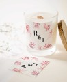 Square sticker for pretty wedding details with corals