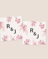 Stickers Cadeaux de Mariage Carrés avec des Coraux