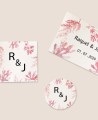 Formatos pegatinas para bodas colección marinera con corales