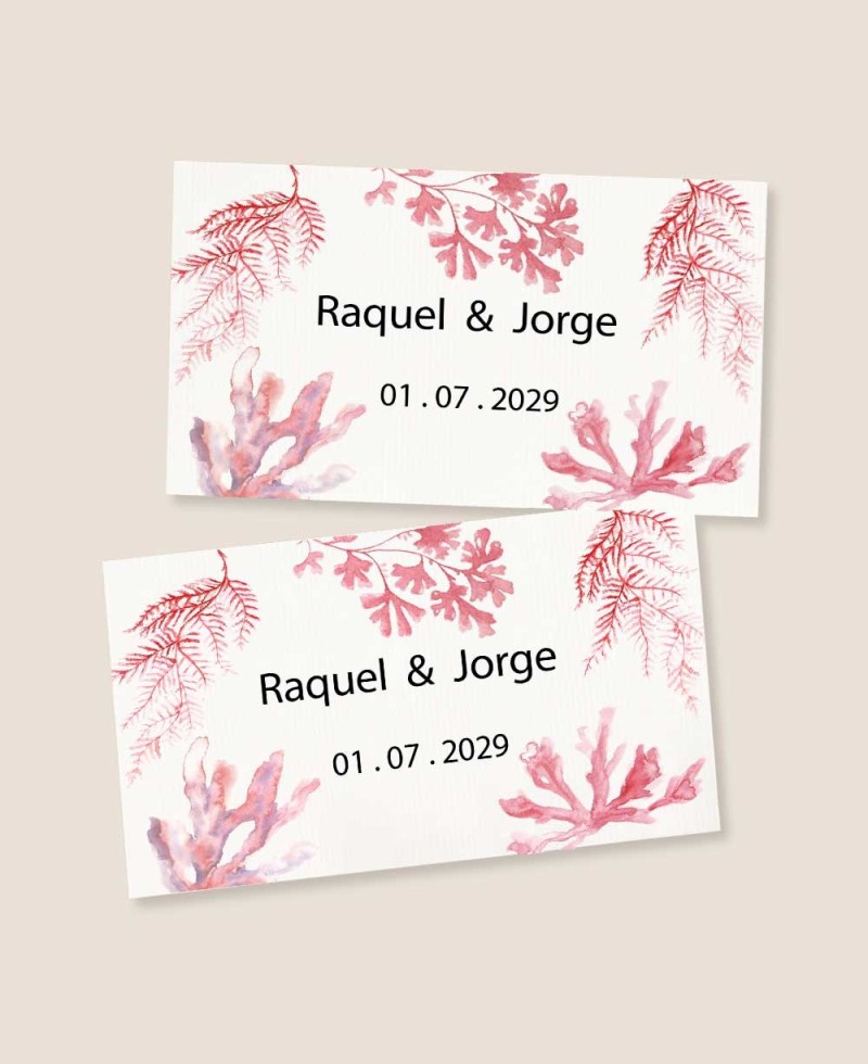 Pegatinas rectangulares de boda estampado arrecife de coral Pegatinas rectangulares de boda estampado arrecife de coral