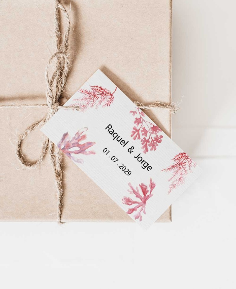 Etiqueta para decorar presentes de casamento elegantes com corais Etiqueta para decorar presentes de casamento elegantes com corais