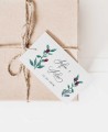 Etichetta rettangolare eucalipto e rose collezione botanica matrimonio