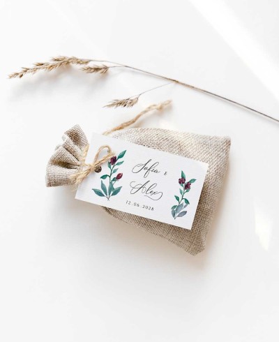 Etichette rettangolari per la collezione botanica dei dettagli del matrimonio