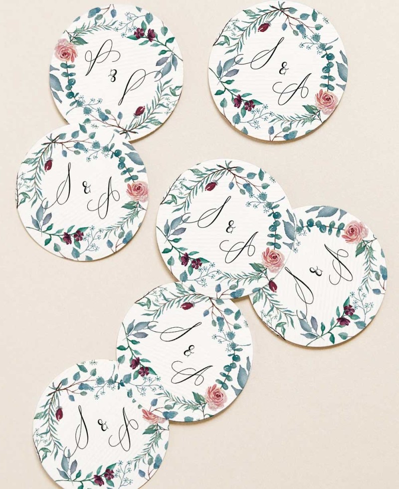 Autocollants circulaires pour détails de mariage collection botanique Autocollants circulaires pour détails de mariage collection botanique