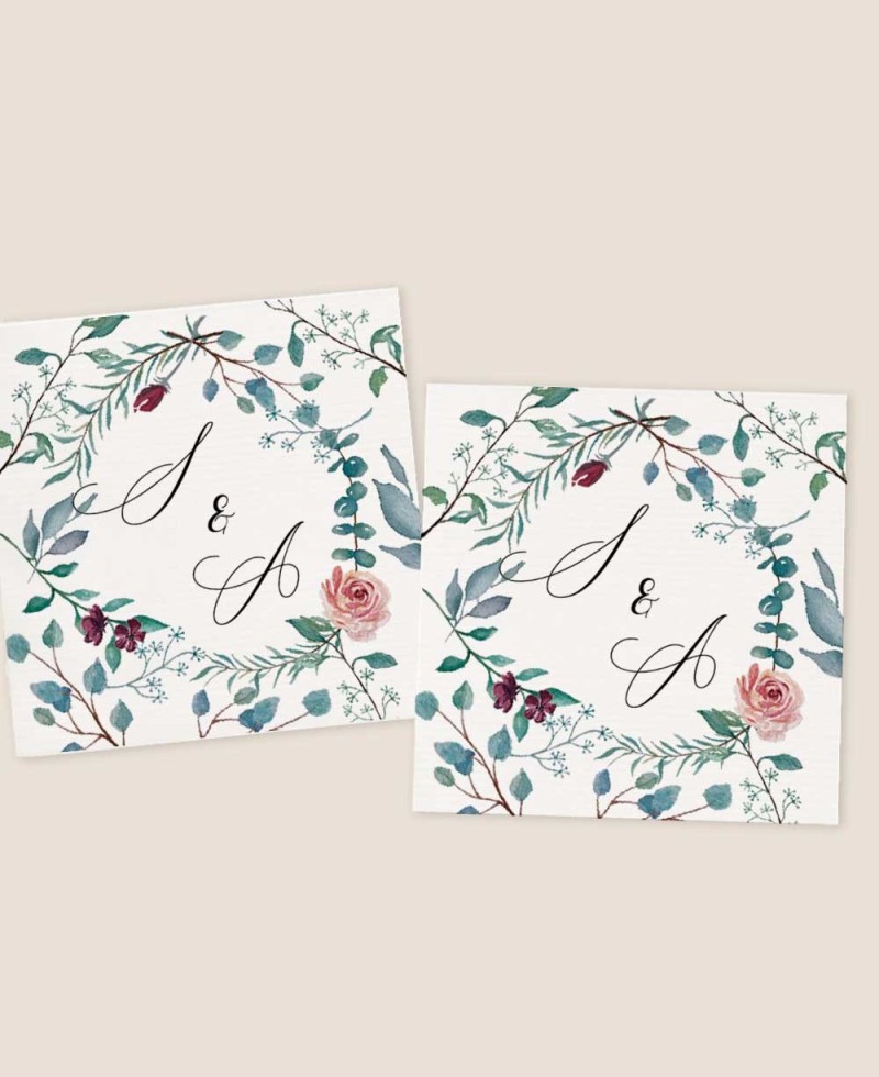 Pegatina cuadrada para bodas colección botánica Pegatina cuadrada para bodas colección botánica