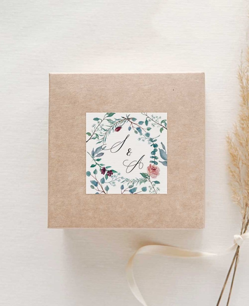 Square sticker for wedding gifts botanical collection Square sticker for wedding gifts botanical collection