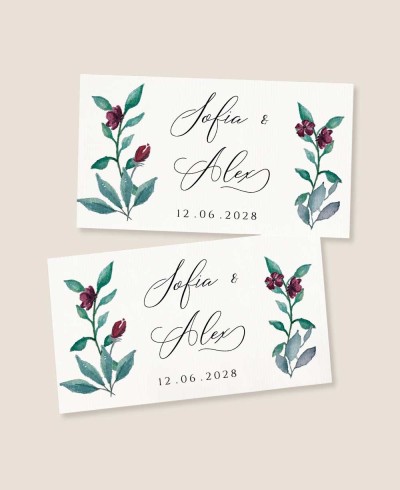 Autocolantes retangulares horizontais para casamentos com estampado natural