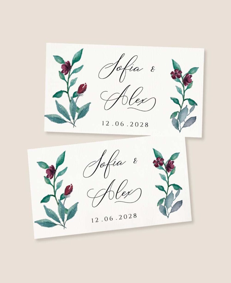 Autocollants rectangulaires horizontaux pour mariages avec imprimé naturel Autocollants rectangulaires horizontaux pour mariages avec imprimé naturel