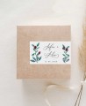 Autocollant rectangulaire horizontal pour détails de mariage eucalyptus et rose