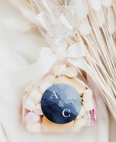 Autocolantes de casamento redondos com estampado marinho