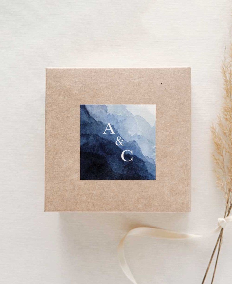 Autocollant carré élégant pour les mariages avec imprimé mer Autocollant carré élégant pour les mariages avec imprimé mer