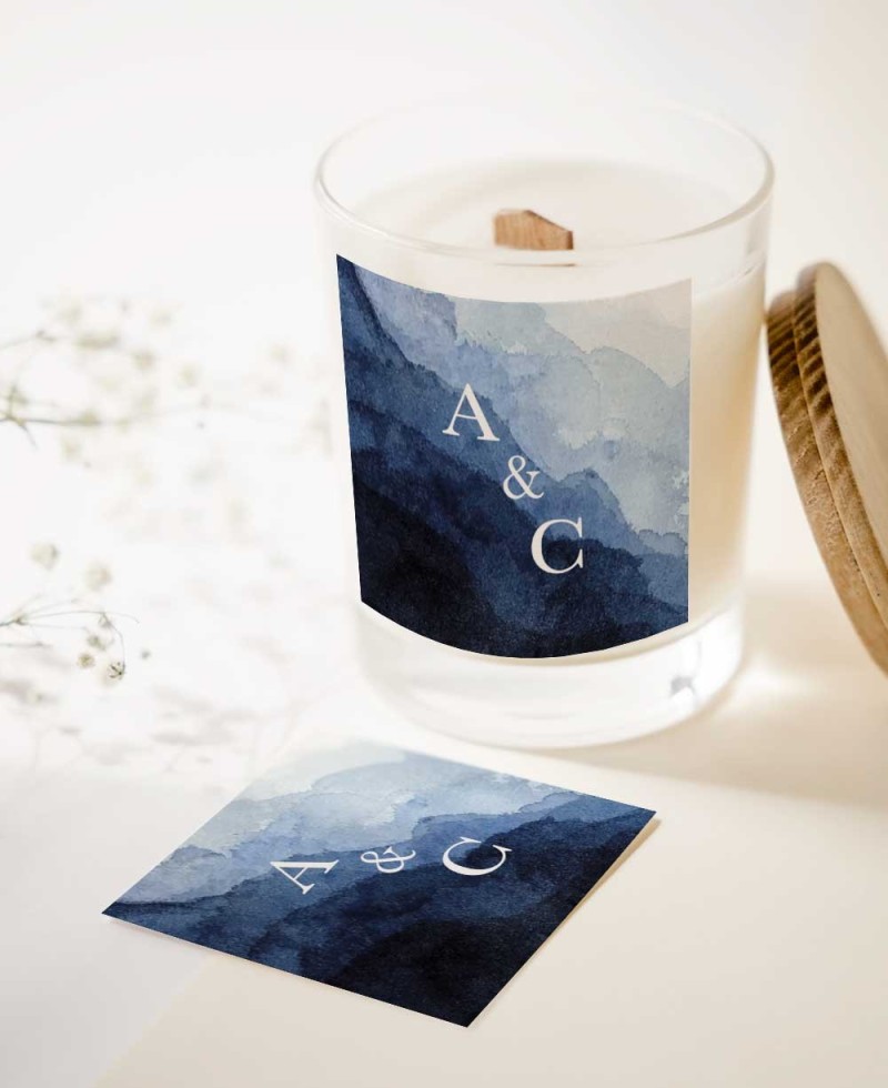 Pegatina cuadrada para regalos de bodas elegantes estampado mar Pegatina cuadrada para regalos de bodas elegantes estampado mar