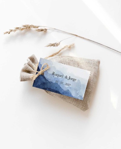 Etiquette rectangulaire pour cadeaux de mariage collection marin
