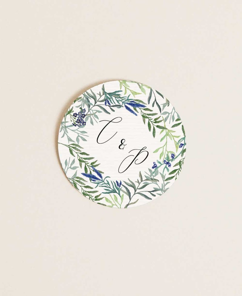 Pegatina circular para detalles de boda colección botánica Pegatina circular para detalles de boda colección botánica