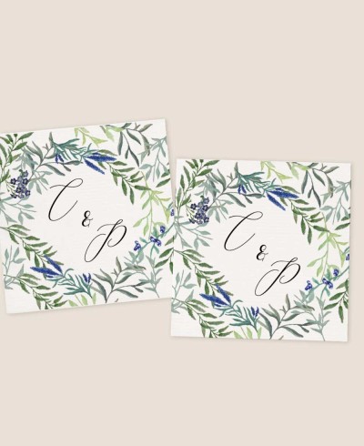 Square stickers to decorate wedding details botanical collection