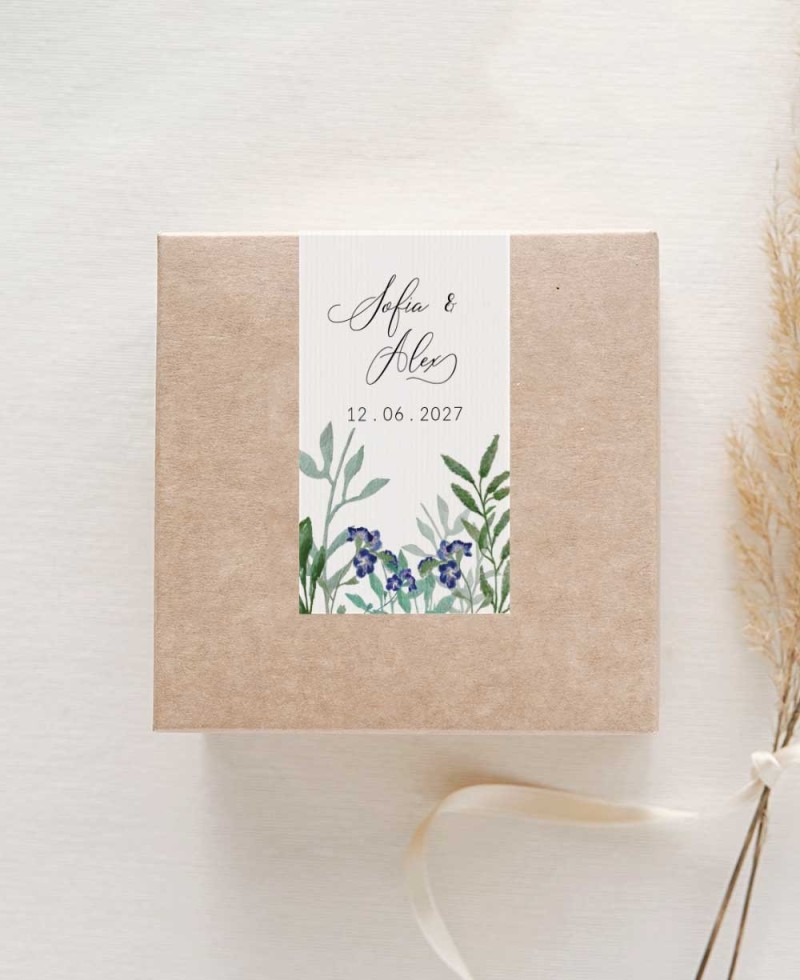 Vertical rectangular adhesive for weddings with wild hyacinths Vertical rectangular adhesive for weddings with wild hyacinths