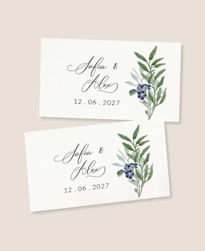 Pegatinas rectangulares horizontales para bodas jacintos silvestres
