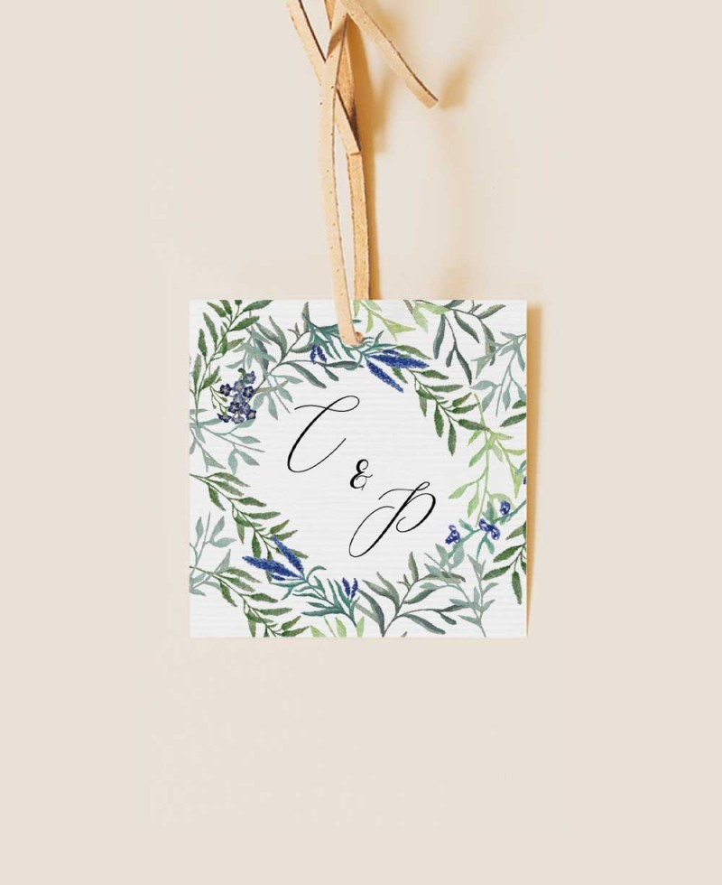 Square label for wild hyacinth wedding gifts