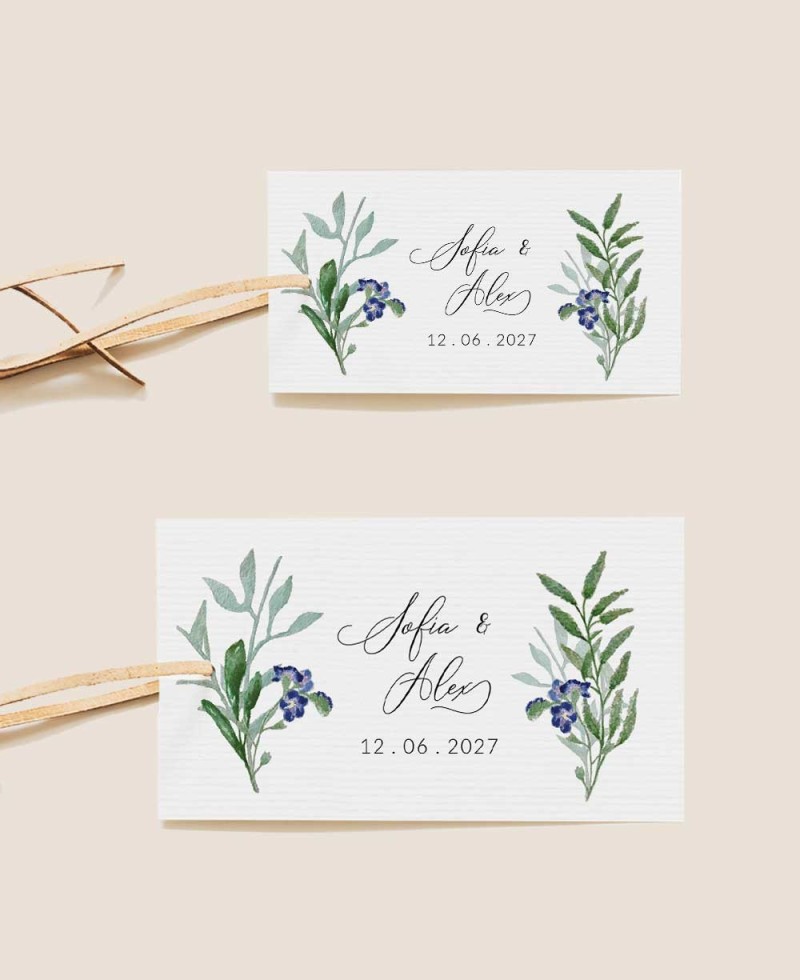 Etichette per decorare eleganti regali di nozze botanici