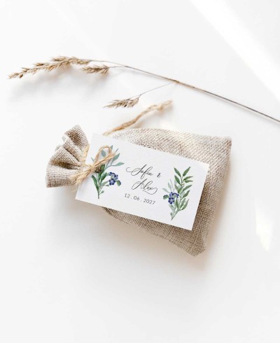 Etichette rettangolari per la collezione botanica dei dettagli del matrimonio
