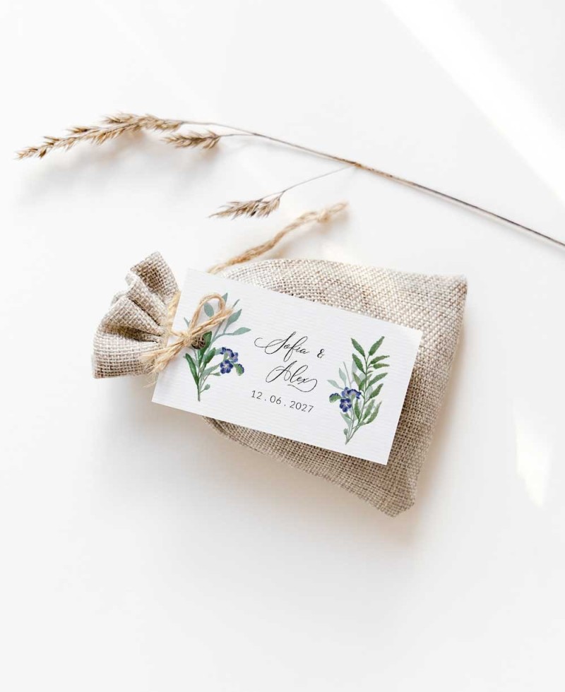 Etichette rettangolari per la collezione botanica dei dettagli del matrimonio