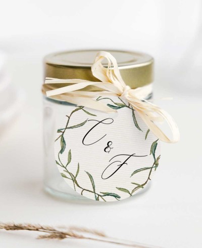 Circular labels for wedding gifts botanical collection