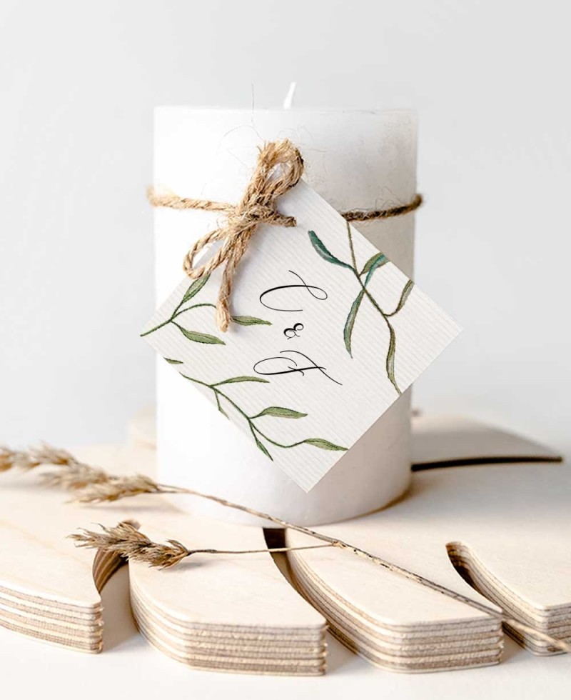 Etichette quadrate per regali di nozze collezione botanica
