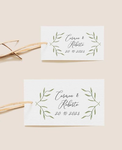 Etichette rettangolari con bouquet di ulivi