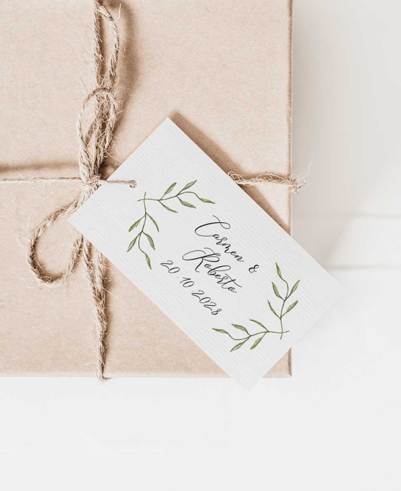 Etichetta personalizzata per decorare i regali di nozze in ulivo Etichetta personalizzata per decorare i regali di nozze in ulivo