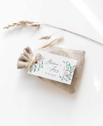 Rechteckige Etiketten für Hochzeitsdetails botanische Kollektion
