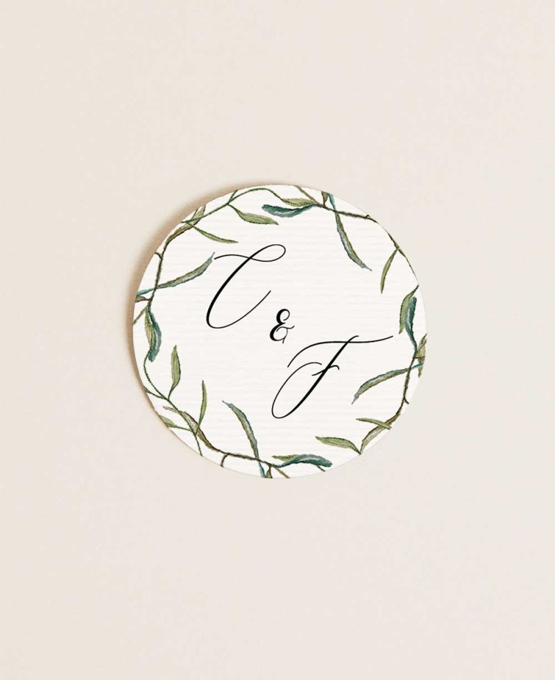 Autocollant rond pour détails de mariage olive Autocollant rond pour détails de mariage olive