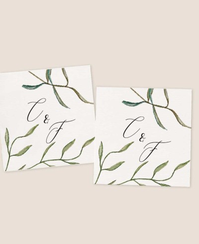 Pegatinas cuadradas para detalles de boda olivo