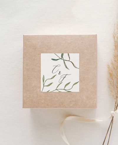 Adhesivo decorativo con iniciales colección botánica