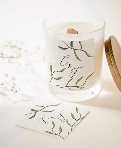 Square sticker with olive bouquets