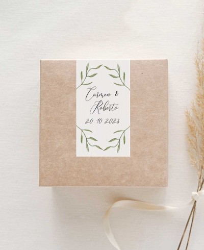 Adhesivo rectangular vertical para decorar bodas con olivo